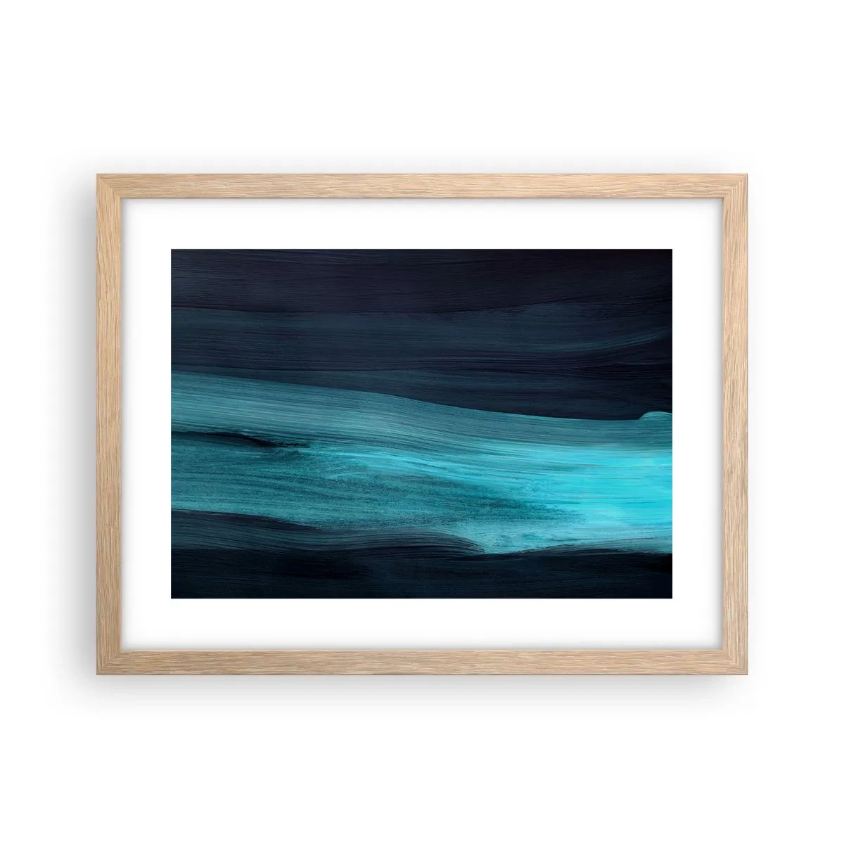 Plakat i ramme af lyst egetræ - Svøm med strømmen - 40x30 cm