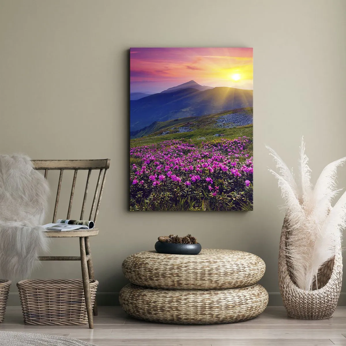 Lærredstryk - Billede på lærred - ... Og rundt omkring dufter det af fyrretræer og krydderurter - 50x70 cm