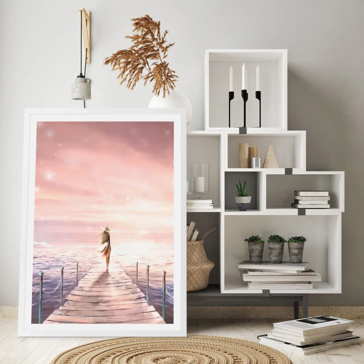 Plakat i hvid ramme - I lyset af en drøm - 40x50 cm