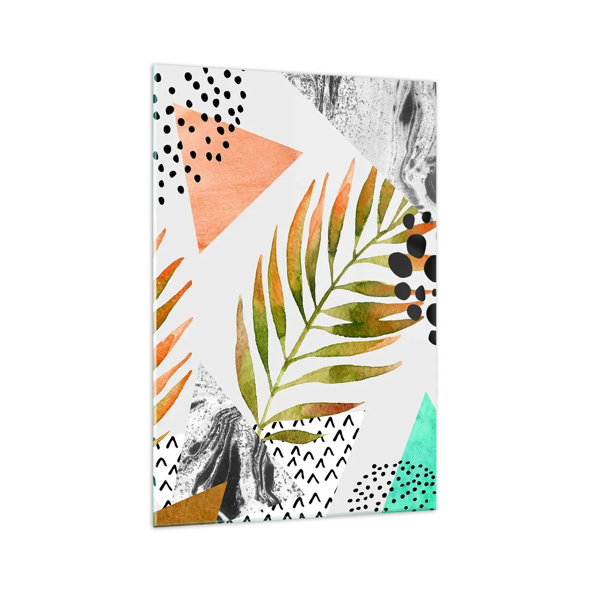 Billede på glas - Dekoration med palmeblade - 70x100 cm