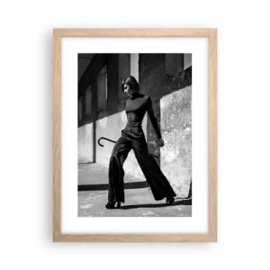 Plakat i ramme af lyst egetræ -  Byens elegance - 30x40 cm