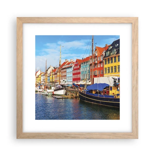 Plakat i ramme af lyst egetræ - Glædelig kaj - 30x30 cm