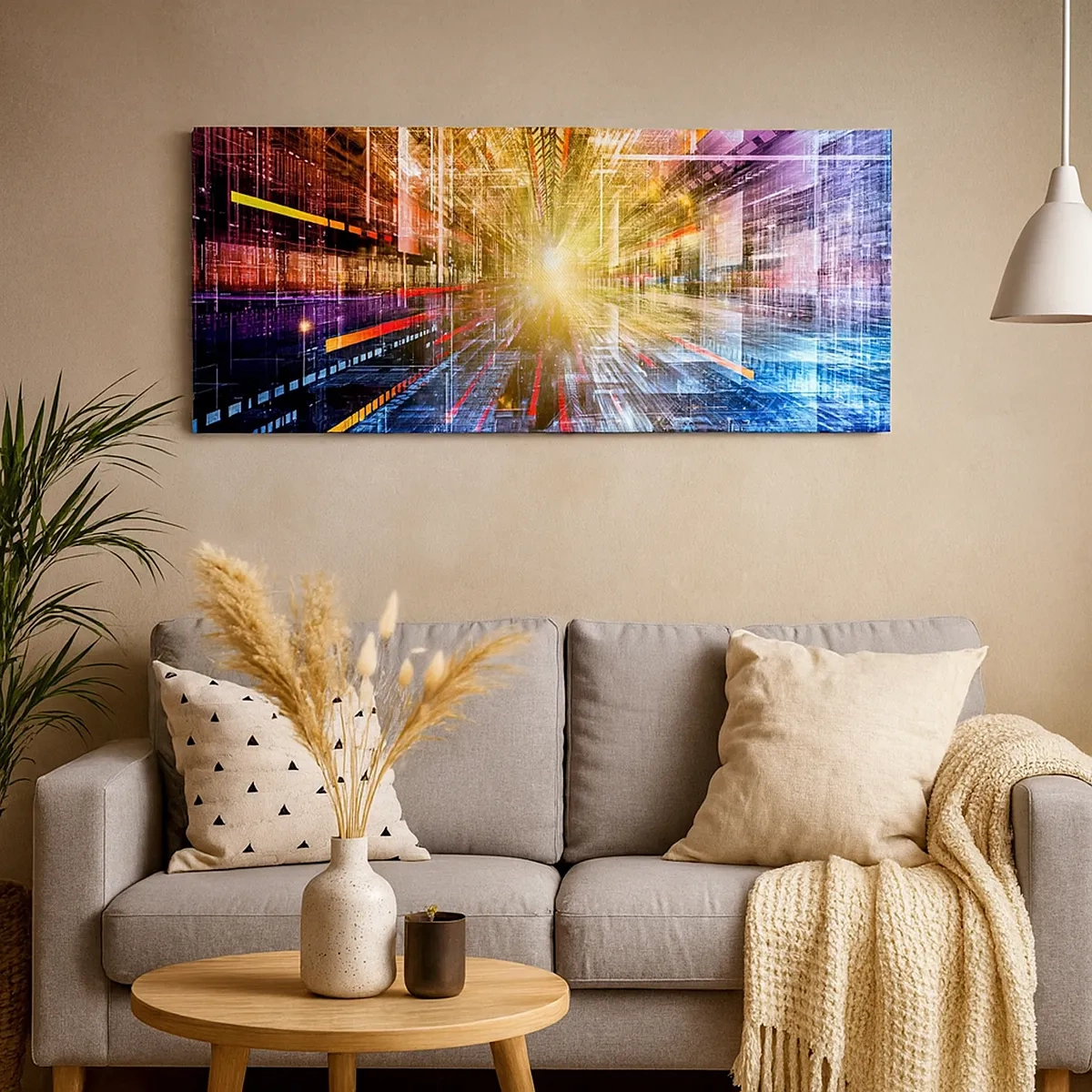 Lærredstryk - Billede på lærred - Lysende korridor - 30x30 cm