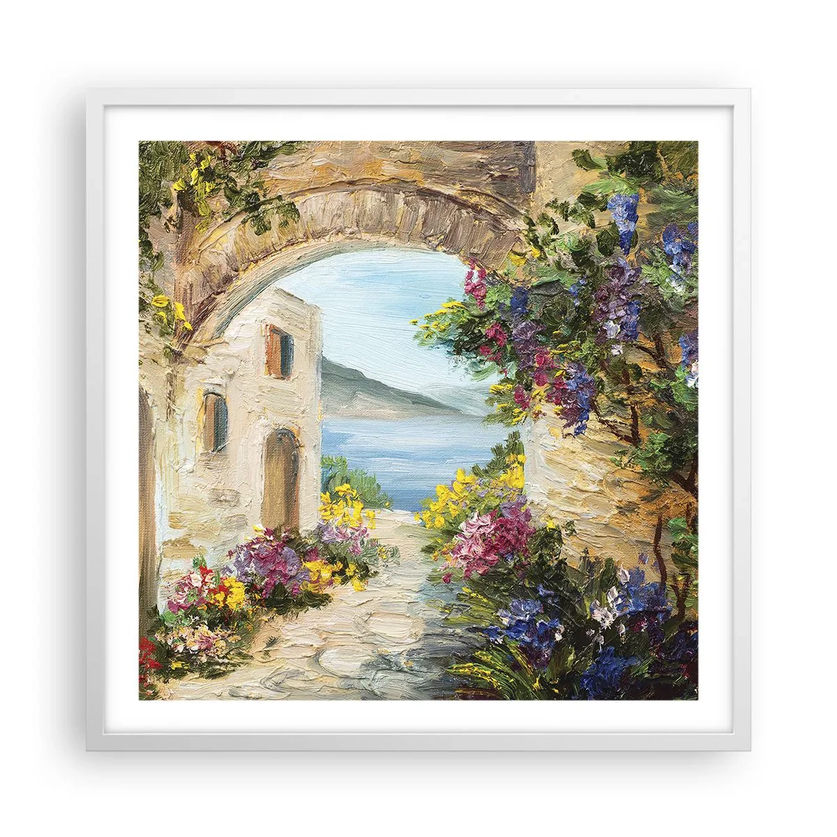 Plakat i hvid ramme - Charmen af kystlandskabet - 60x60 cm