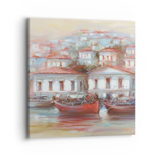 Lærredstryk - Billede på lærred - Lykkelig by - 40x40 cm