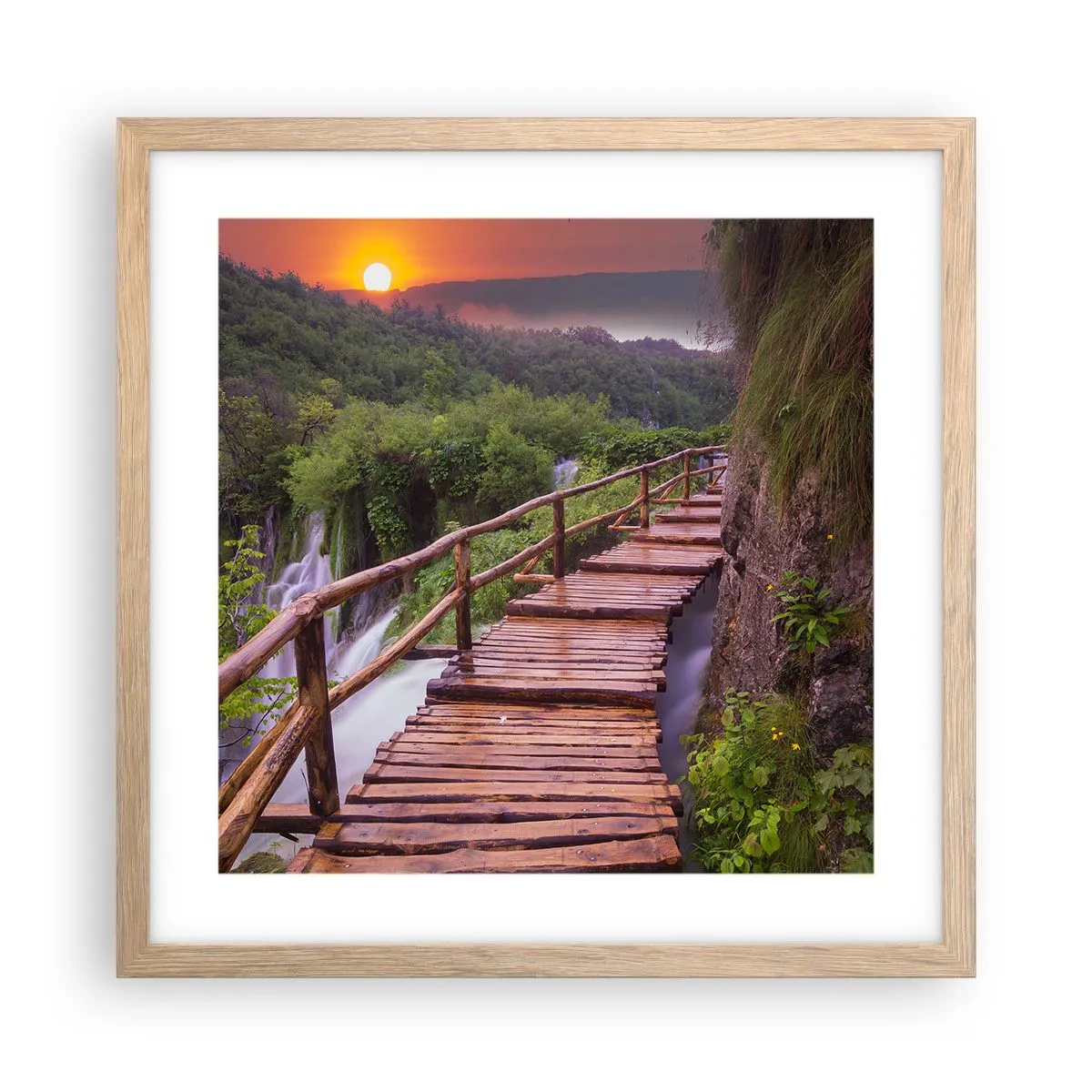 Plakat i ramme af lyst egetræ - En utrolig skønhed - 40x40 cm