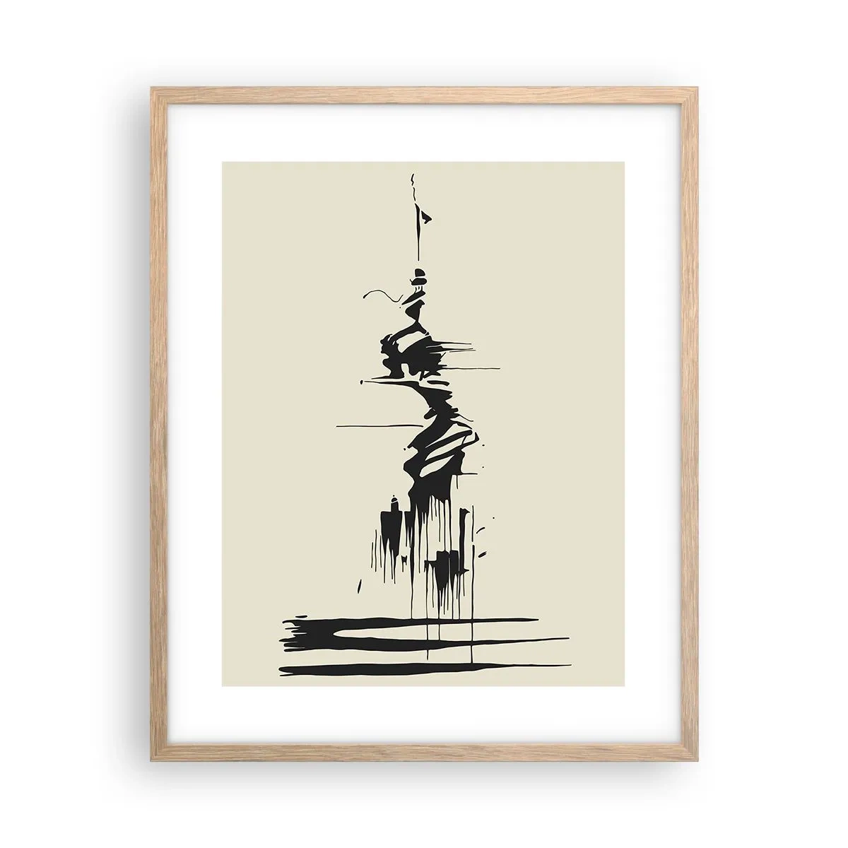 Plakat i ramme af lyst egetræ - Skyndsom abstraktion - 40x50 cm