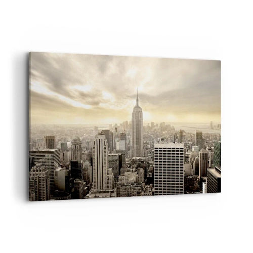 Lærredstryk - Billede på lærred - New York vævet af grå - 100x70 cm