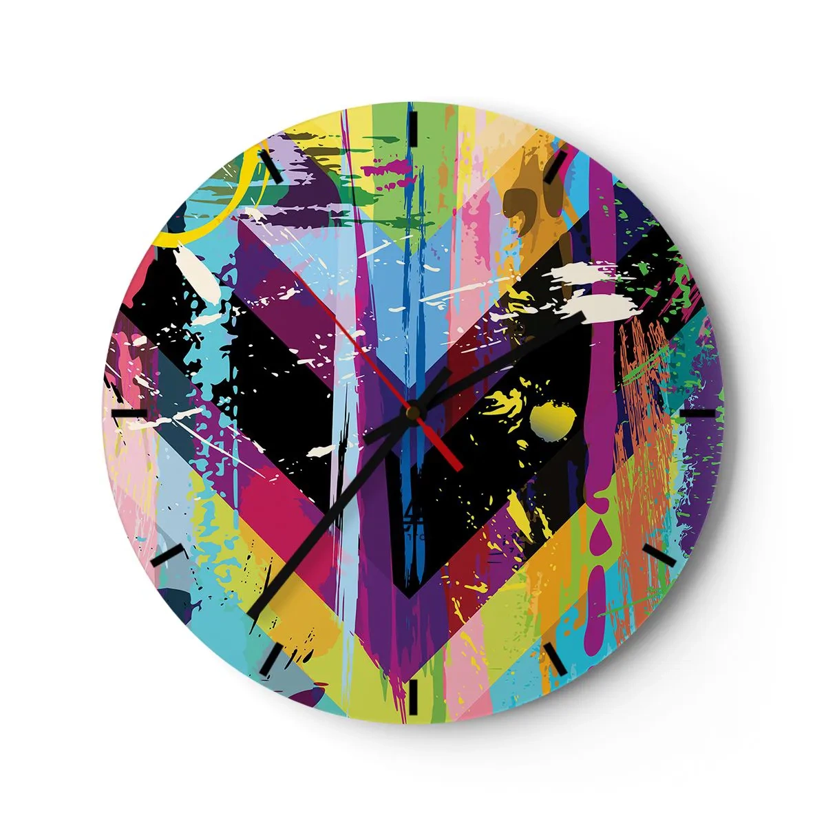 Vægur, Uret - Urskive med et geometrisk hjertemotiv i flerfarvet stil - 30x30cm - Fra top til bund - Moderne vægdekoration til stue, køkken og soveværelse ARTTOR