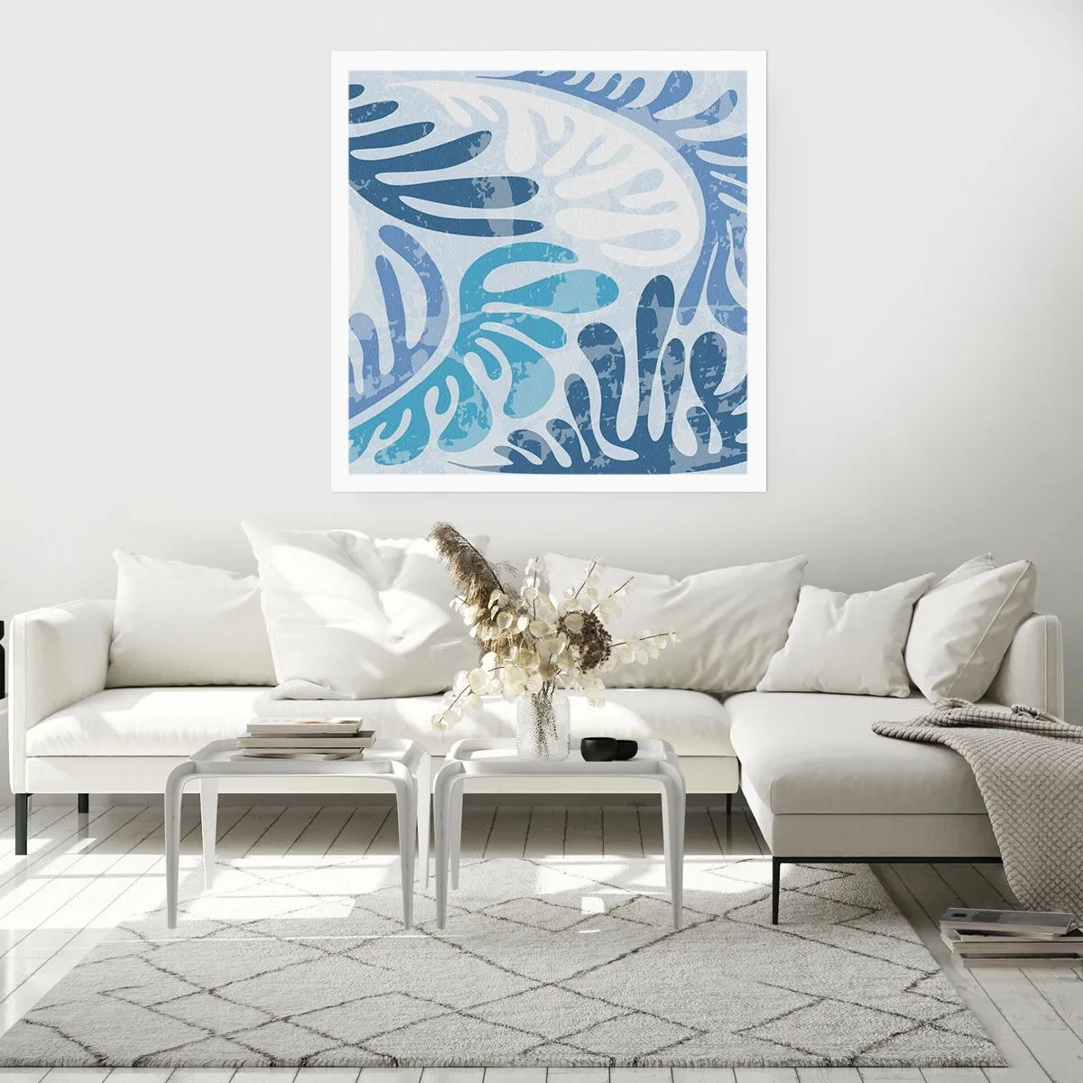 Plakat - Blå bregner - 60x60 cm