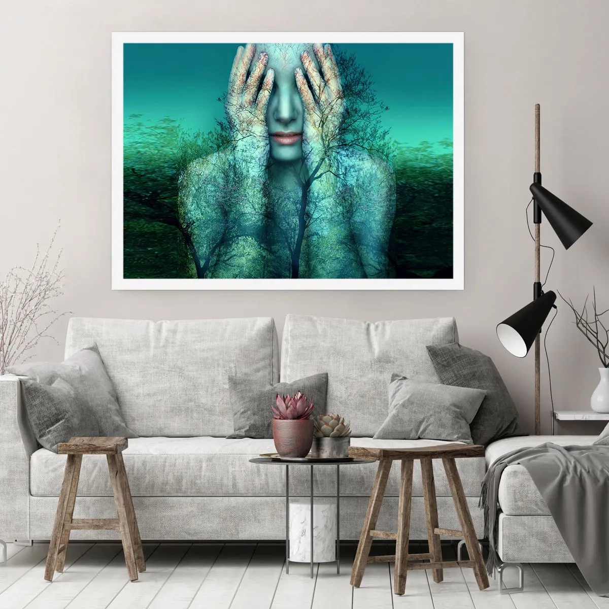 Plakat - Nedsænket i blåt - 50x40 cm