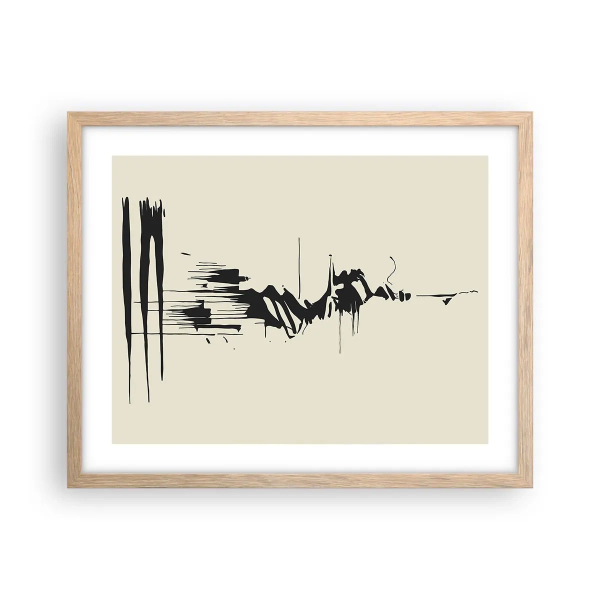 Plakat i ramme af lyst egetræ - Skyndsom abstraktion - 50x40 cm