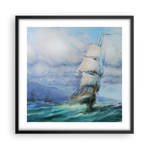 Plakat i sort ramme - God vind - 50x50 cm