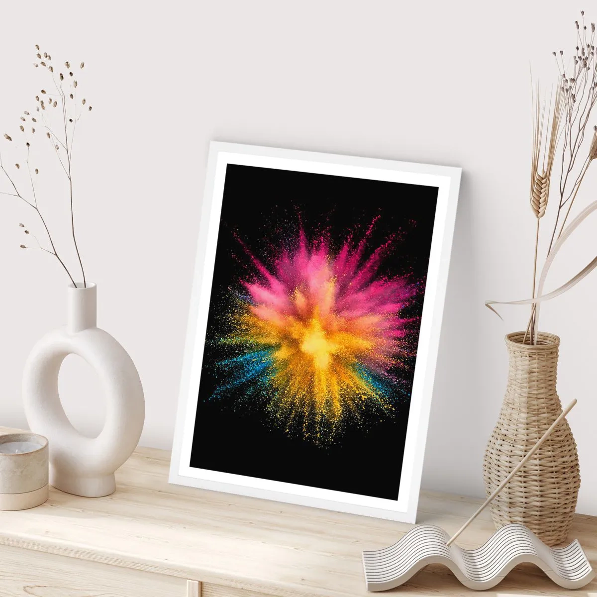 Plakat i hvid ramme - Farvernes fødsel  - 50x70 cm