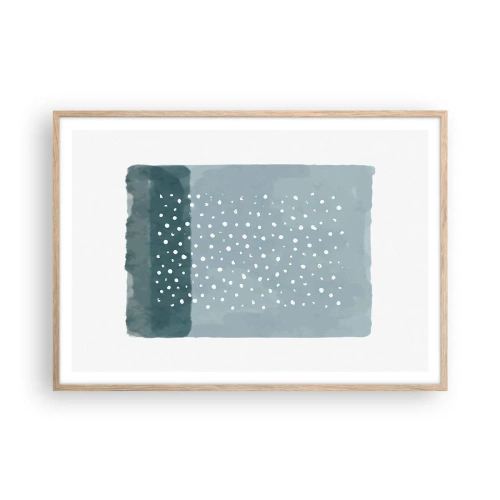 Plakat i ramme af lyst egetræ - Dyrket i blåt - 100x70 cm