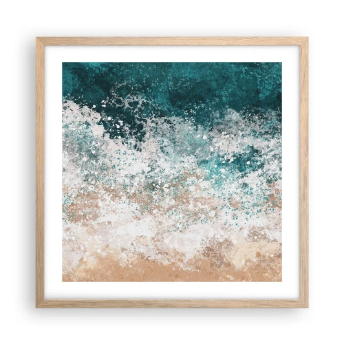 Plakat i ramme af lyst egetræ - Historier fra havet - 50x50 cm