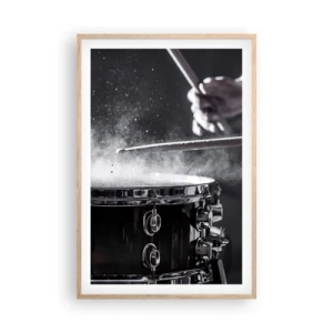 Plakat i ramme af lyst egetræ - Musikkens puls - 61x91 cm