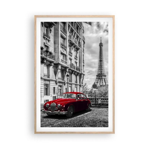 Plakat i ramme af lyst egetræ - Rovdyr i byen - 61x91 cm