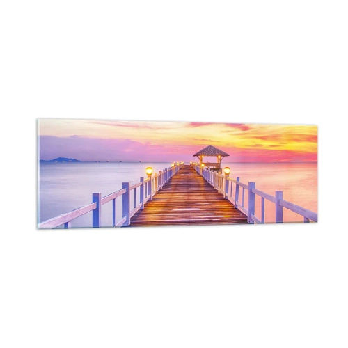 Billede på glas - Lilagylden stilhed om aftenen - 90x30 cm