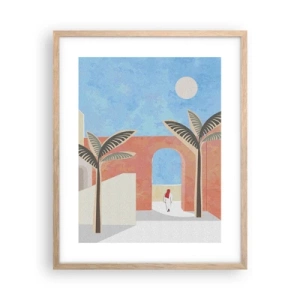 Plakat i ramme af lyst egetræ - En arabisk dag - 40x50 cm