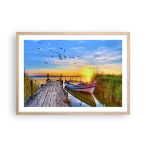 Plakat i ramme af lyst egetræ - Farvel, indtil i morgen - 70x50 cm