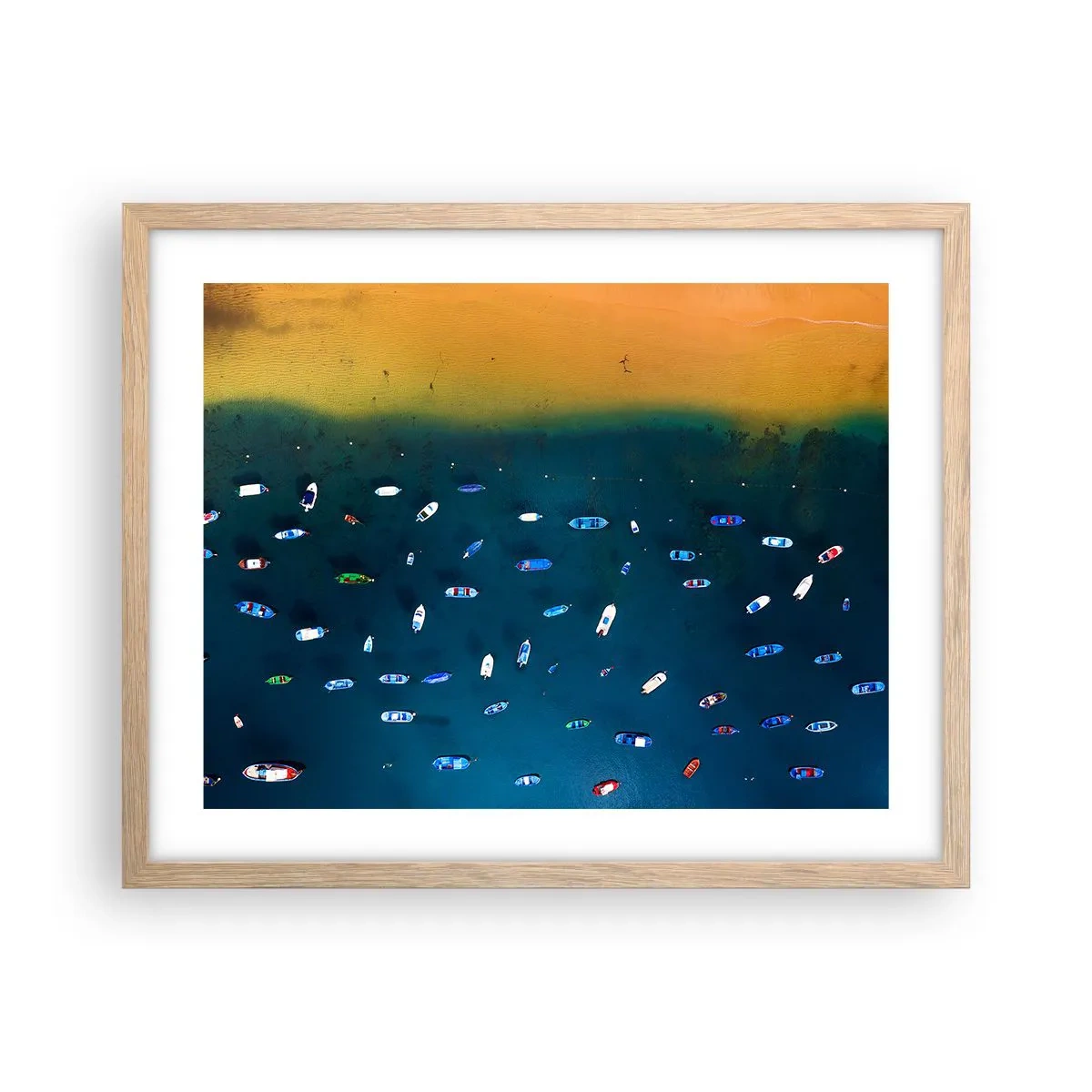 Plakat i ramme af lyst egetræ - En ferieleg - 50x40 cm