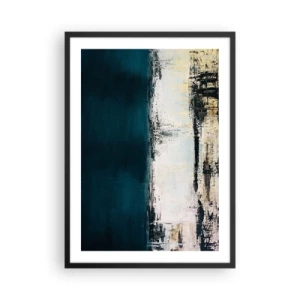 Plakat i sort ramme - Abstrakt komposition i marineblå og beige toner - 50x70cm - Vandret sammensætning - Moderne vægdekoration til stue og soveværelse ARTTOR