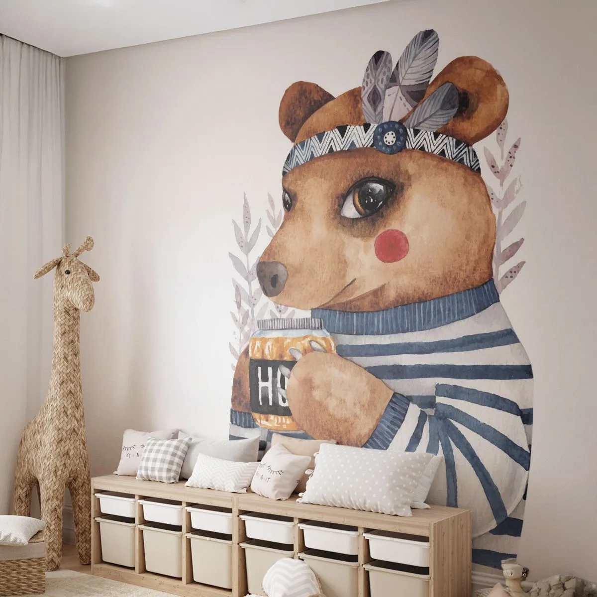 Fototapet Premium Canvas - Søde bjørn - Abstraktion, For børn, Bjørn - 500x350 cm