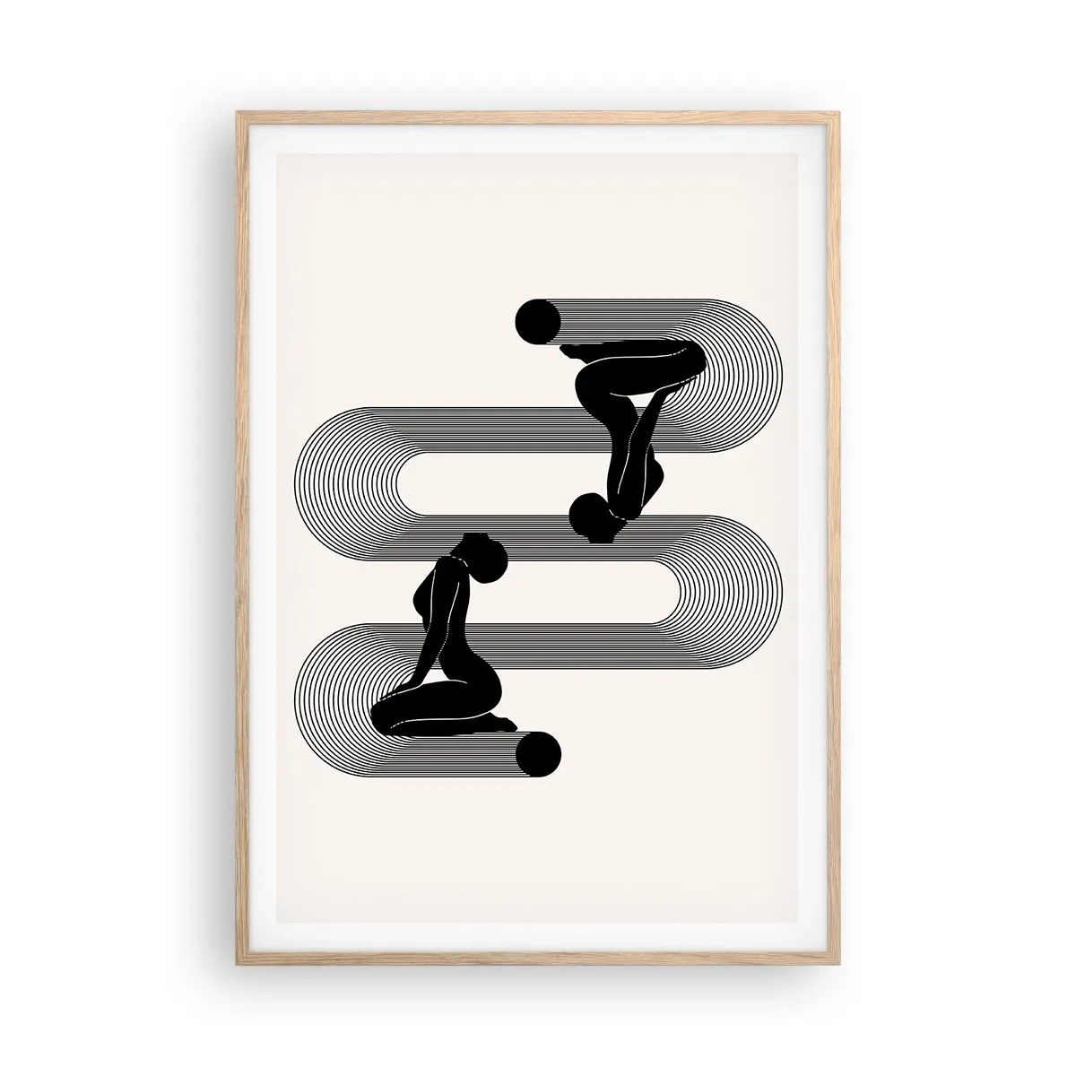 Plakat i ramme af lyst egetræ - Sensuel symmetri - 70x100 cm