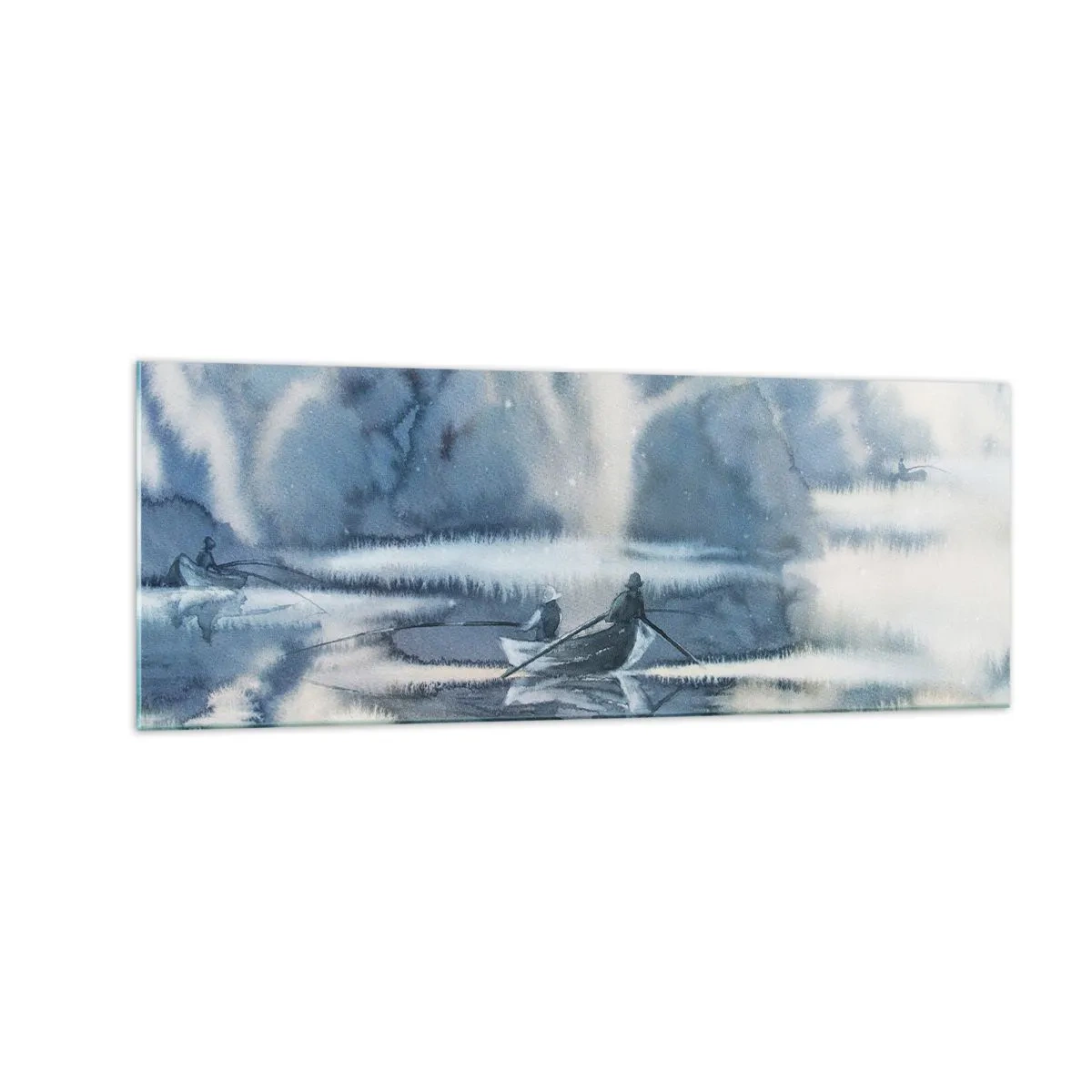 Billede på glas - Lystfiskere i deres paradis - 140x50 cm