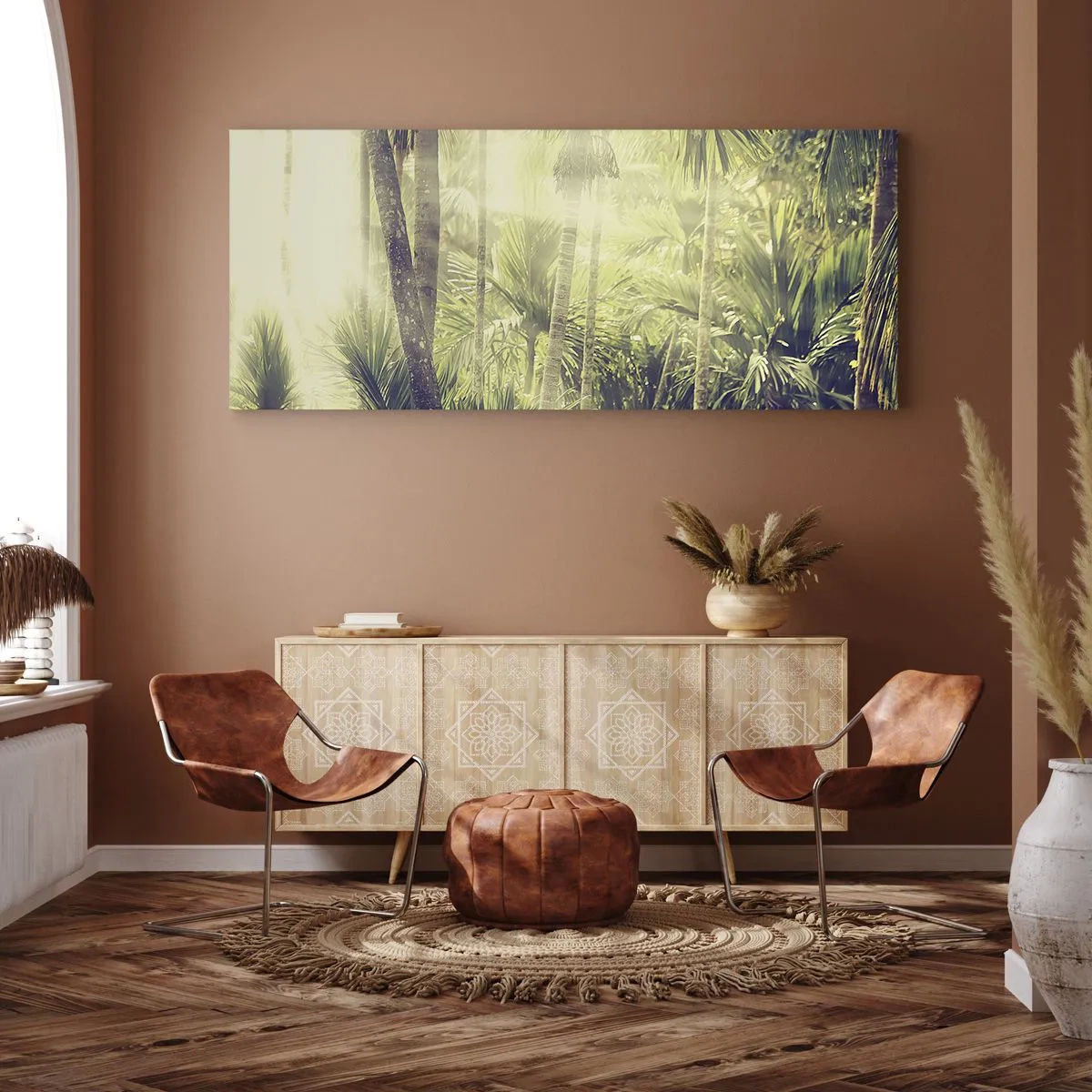 Lærredstryk - Billede på lærred - I grønne gløder - 100x40 cm