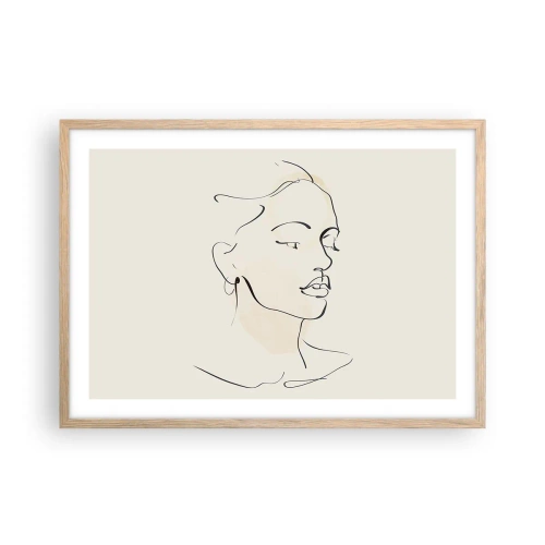 Plakat i ramme af lyst egetræ - En bestemt linje - 70x50 cm