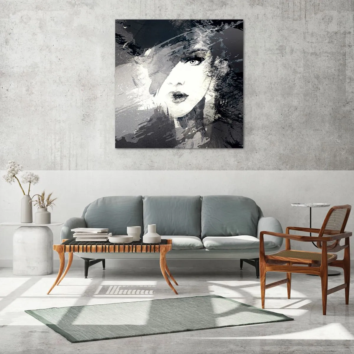 Billede på glas - Bag et gråt slør - 60x60 cm