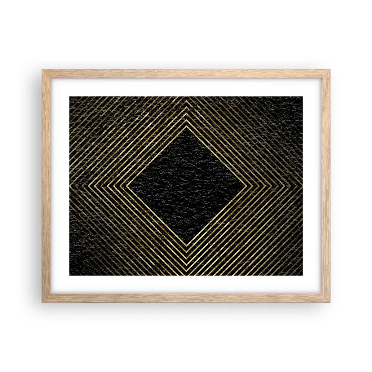 Plakat i ramme af lyst egetræ - Geometri i glamour-stil - 50x40 cm