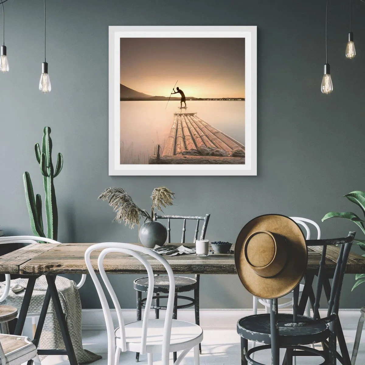 Plakat i hvid ramme - Før du hviler - 60x60 cm