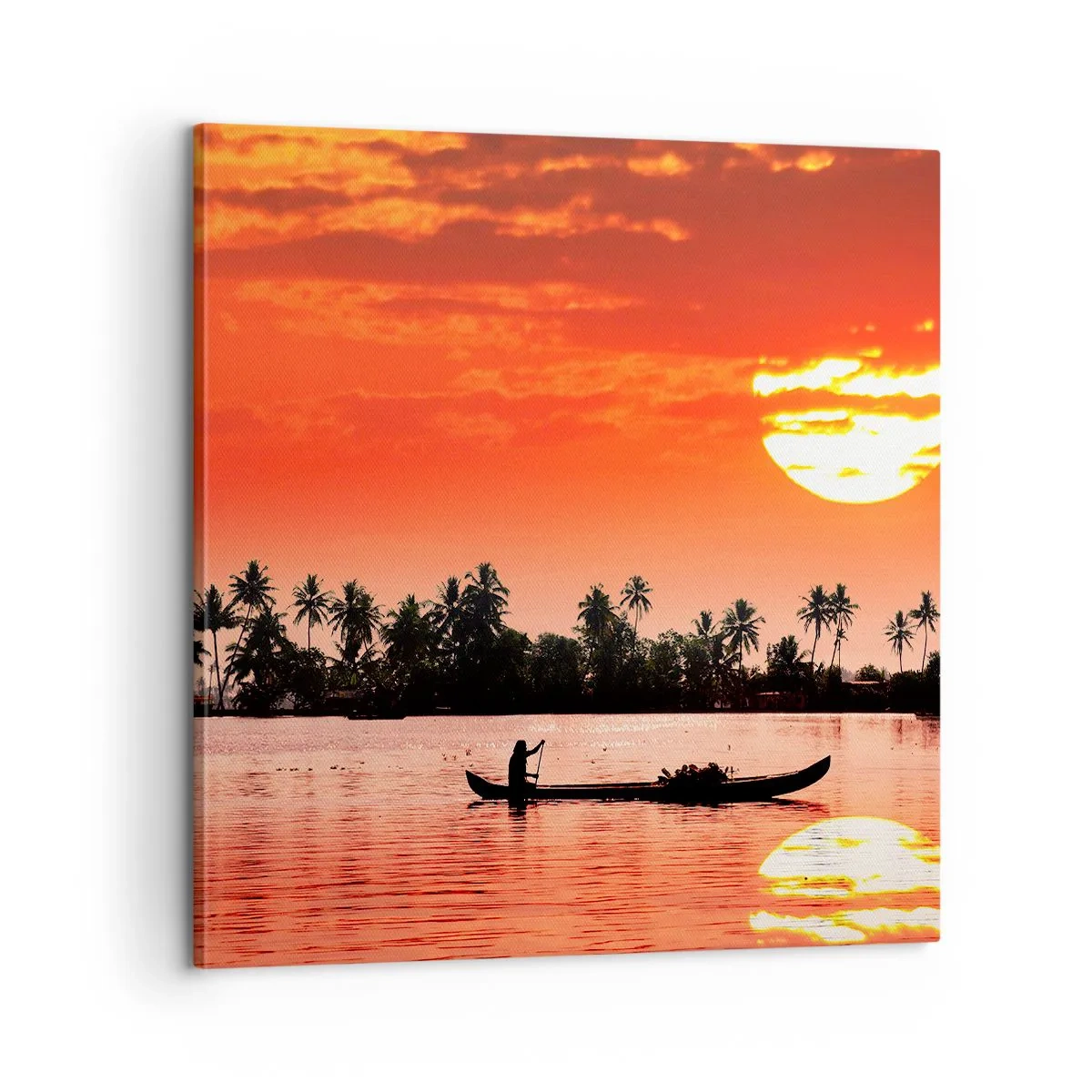 Lærredstryk - Billede på lærred - Tropernes ro ved solnedgang - 60x60 cm