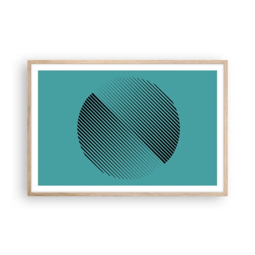 Plakat i ramme af lyst egetræ - Cirklen - en geometrisk variation - 91x61 cm