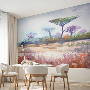 Fototapet Selvklæbende Deluxe Sticker - Savannens farver - Landskab, Savanne, Afrika - 350x256 cm