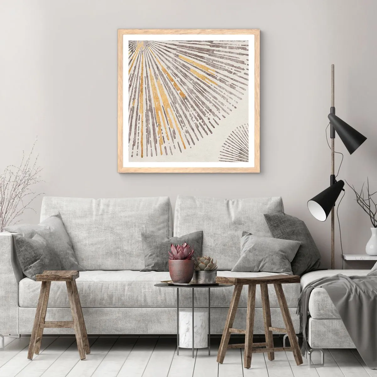 Plakat i ramme af lyst egetræ - Skønheden i en rokke - 30x30 cm