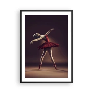 Plakat i sort ramme - En balletdanser i en rød kjole på scenen - 50x70cm - Prima ballerina - Moderne vægdekoration til stue og soveværelse ARTTOR