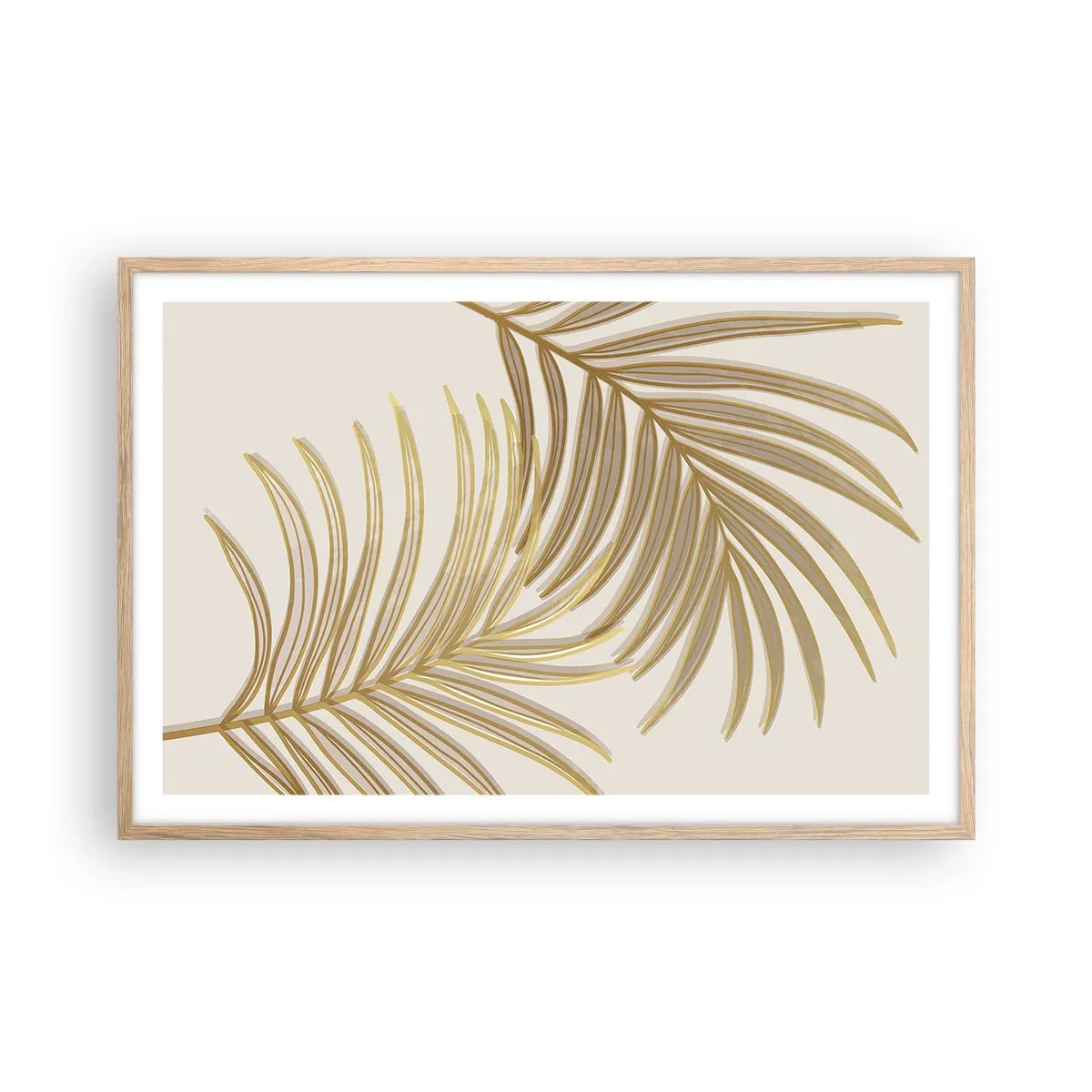 Plakat i ramme af lyst egetræ - Gylden palme! - 91x61 cm
