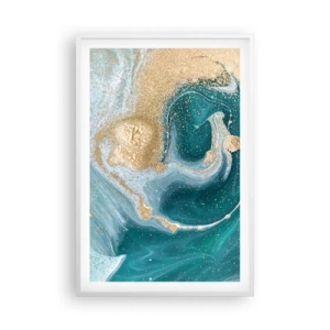 Plakat i hvid ramme - En hvirvel af guld og turkis - 61x91 cm