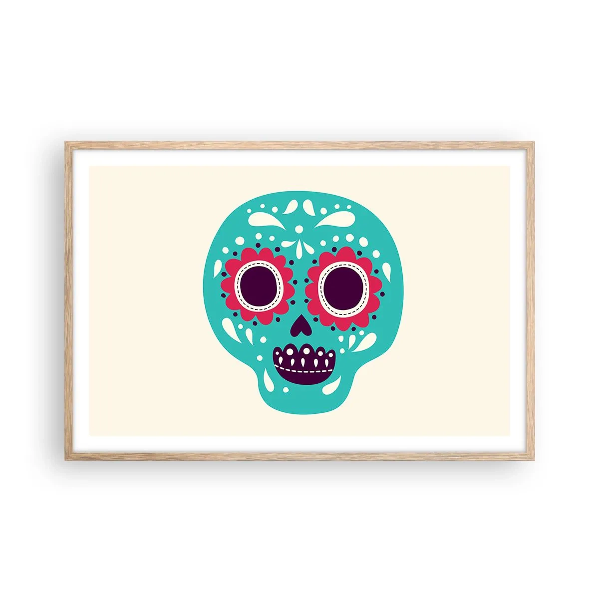 Plakat i ramme af lyst egetræ - Livet - sjovt indtil døden - 91x61 cm