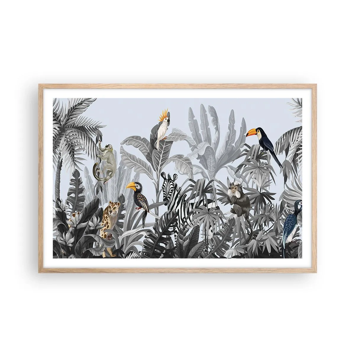 Plakat i ramme af lyst egetræ - En afrikansk fabel - 91x61 cm