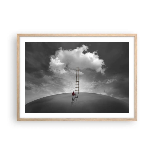 Plakat i ramme af lyst egetræ - Alt er muligt - 70x50 cm