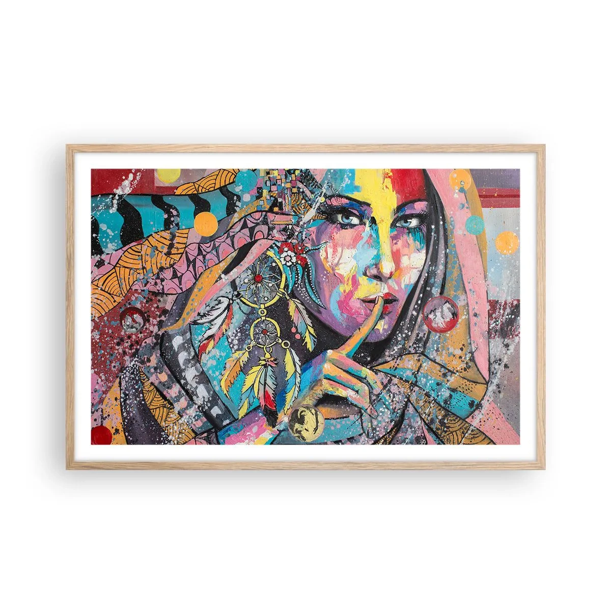 Plakat i ramme af lyst egetræ - Vær tavs, indtil du forstår - 91x61 cm