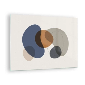 Billede på glas - Farverige abstrakte pletter i nuancer af marineblå og brun - 70x50cm - Dråber af farve - Moderne vægdekoration til stue og soveværelse ARTTOR