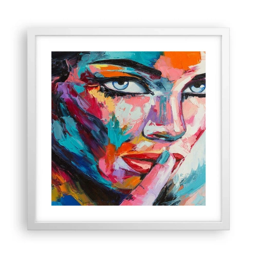 Plakat i hvid ramme - Vores første hemmelighed - 40x40 cm