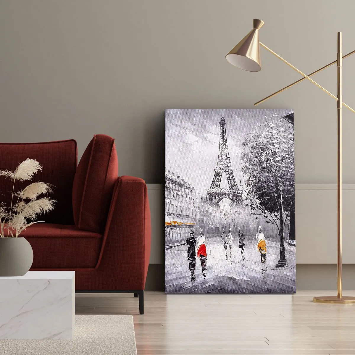 Lærredstryk - Billede på lærred - En parisisk spadseretur - 80x120 cm