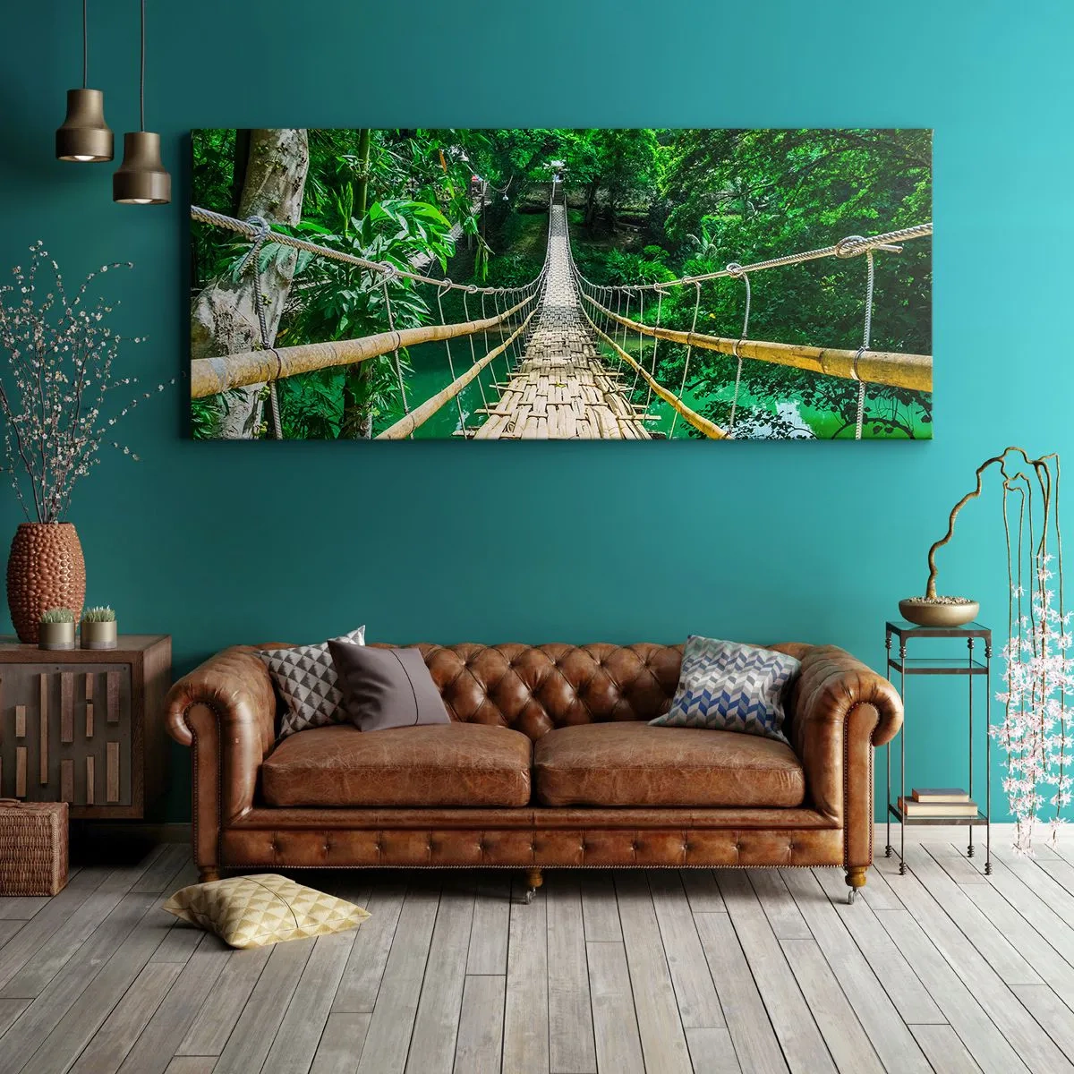 Lærredstryk - Billede på lærred - Abebro over grønne områder - 100x40 cm